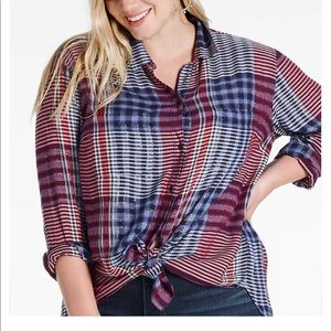 Lucky Brand Stripe Plaid Tunic